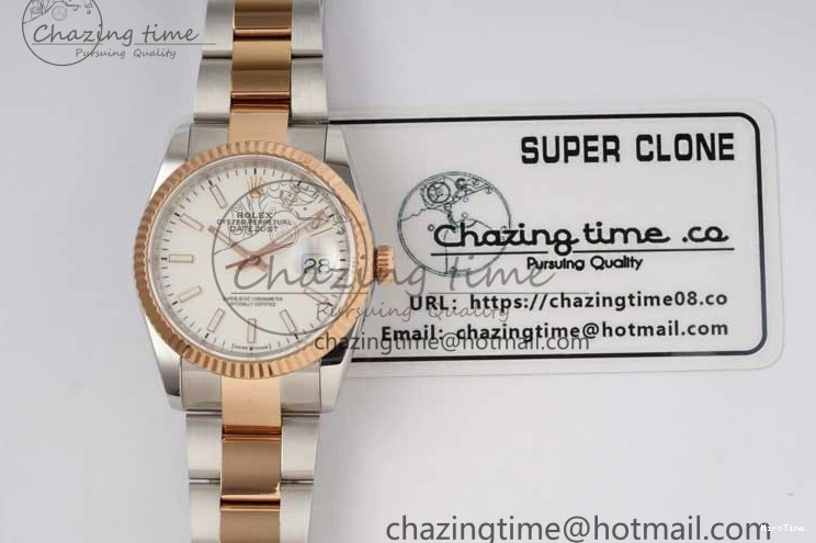 MiroTime 0508 Seasonal DateJust 36mm SS RG DIWF 1:1 Best Edition 904L Steel White Stick Dial on Jubilee Oyster SA 2306